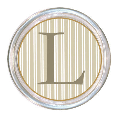 Monogrammed Taupe Stripe Coaster