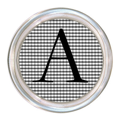 Monogrammed Black & White Gingham Coaster