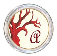 Monogrammed Red Coral Coaster
