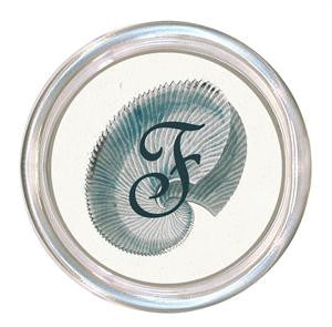 Monogrammed Blue Shell Coaster