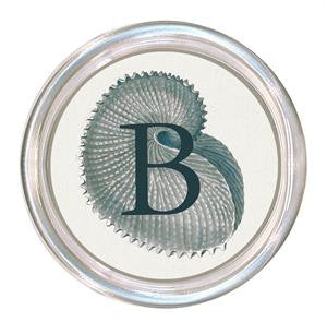 Monogrammed Blue Shell Coaster