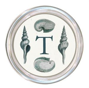 Monogrammed Blue Shells Coaster