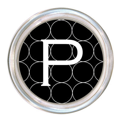 Monogrammed Black and White Circles Coaster