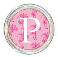 Monogrammed Pink Palms Coaster
