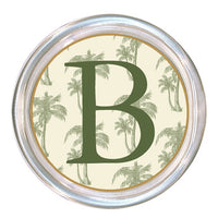 Monogrammed Sage Palms Coaster