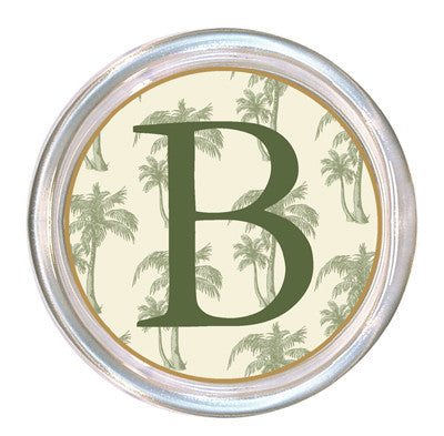 Monogrammed Sage Palms Coaster