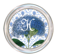 Monogrammed Blue Hydrangea on Provencial Print Coaster
