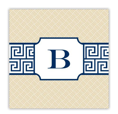 Greek Key Band Navy Coaster