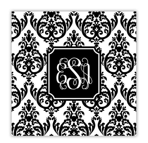 Madison Damask White with Black Coaster