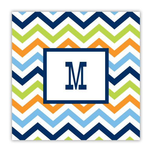 Chevron Blue, Orange, and Lime Coaster