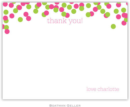 Confetti Pink & Green Flat Notecard