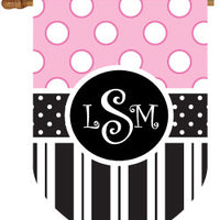 Monogrammed Dots & Stripes House Flag 