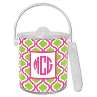 Kate Raspberry & Lime Monogrammed Lucite Ice Bucket