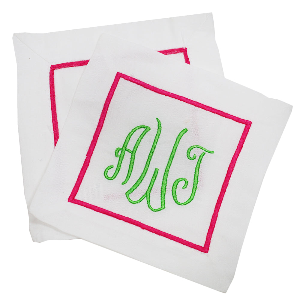 Simple Script Monogrammed Cocktail Napkins | Set of 4