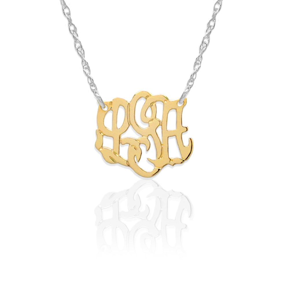 14K Gold Cheshire Handcut Monogram Necklace