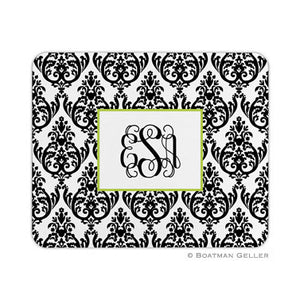 Madison Damask White with Black Mouse Pad