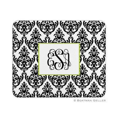 Madison Damask White with Black Mouse Pad