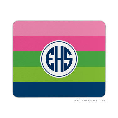 Bold Stripe Pink, Green, & Navy Mouse Pad