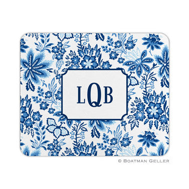 Classic Floral Blue Mouse Pad