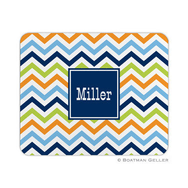 Chevron Blue, Orange, & Lime Mouse Pad