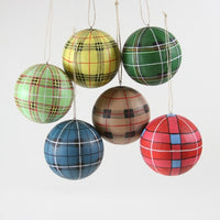 Small Plaid Ball Ornament