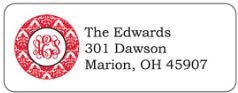 Red Damask Address Label