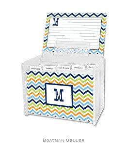 Chevron Blue, Orange, & Lime Recipe Box