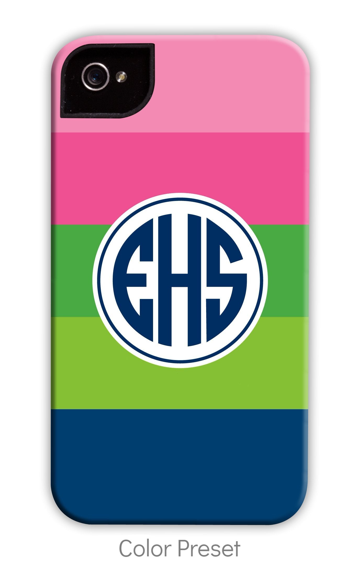 Monogram iPhone Case - Bold Stripe Pink & Navy - Boatman Geller