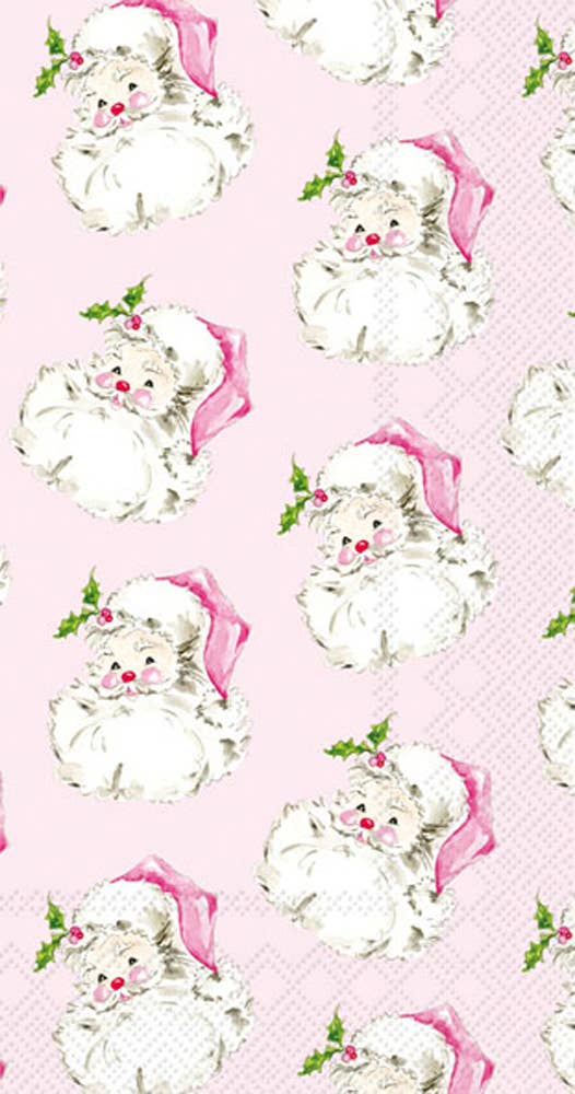 Pink Santa Christmas Paper Guest Towels