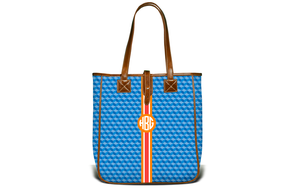 Monogrammed Nantucket Tote- French Blue Geometric