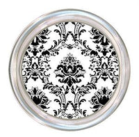 Monogrammed Black and White Damask Coaster
