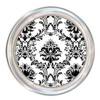 Monogrammed Black and White Damask Coaster