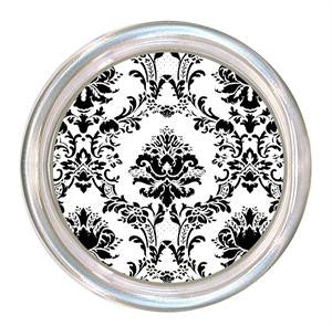 Monogrammed Black and White Damask Coaster