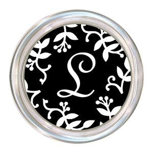 Monogrammed White Berry on Black Coaster