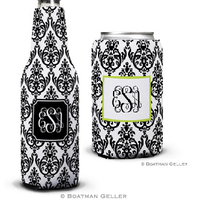 Madison Damask White with Black Koozies