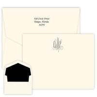 Roberta Monogram Raised Ink Flat Apex Card
