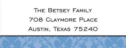 Damask Blue Address Label