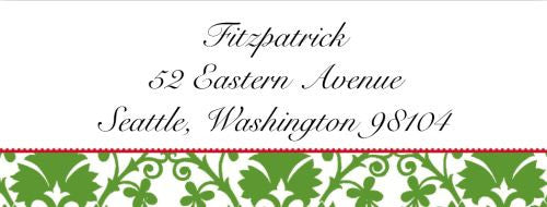 Green Damask Address Label