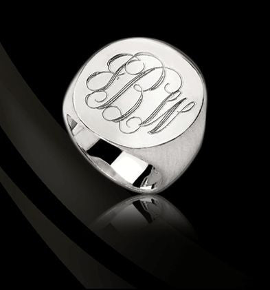 Men's Sterling Silver Monogram Ring