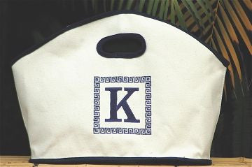 Monogrammed Navy Trim Canvas GG Tote