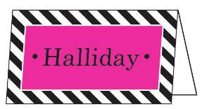 Diagonal Stripe Black and Hot Pink Folded Enclosure Card